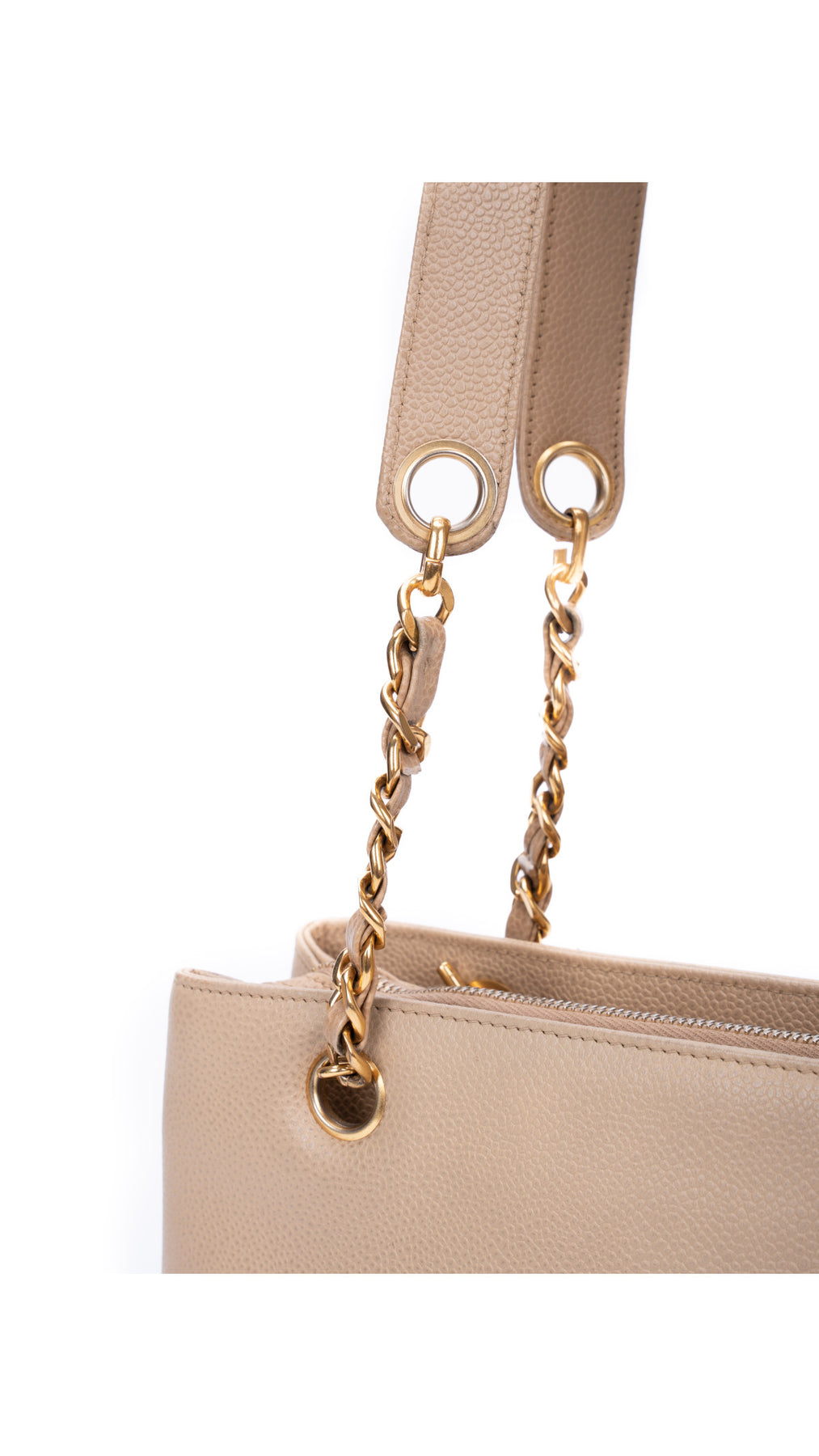 Chanel Caviar Leather Tote Bag - Beige