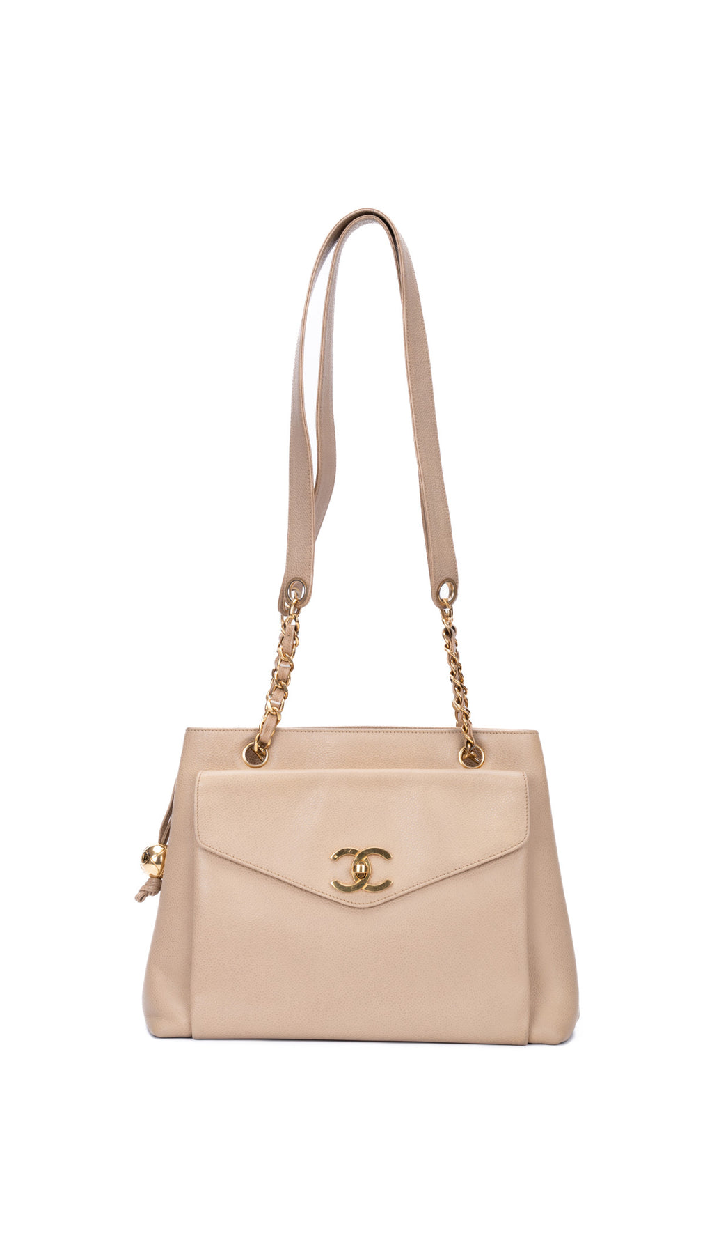 Chanel Caviar Leather Tote Bag - Beige
