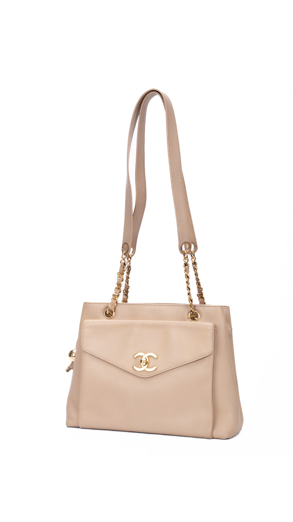 Chanel Caviar Leather Tote Bag - Beige