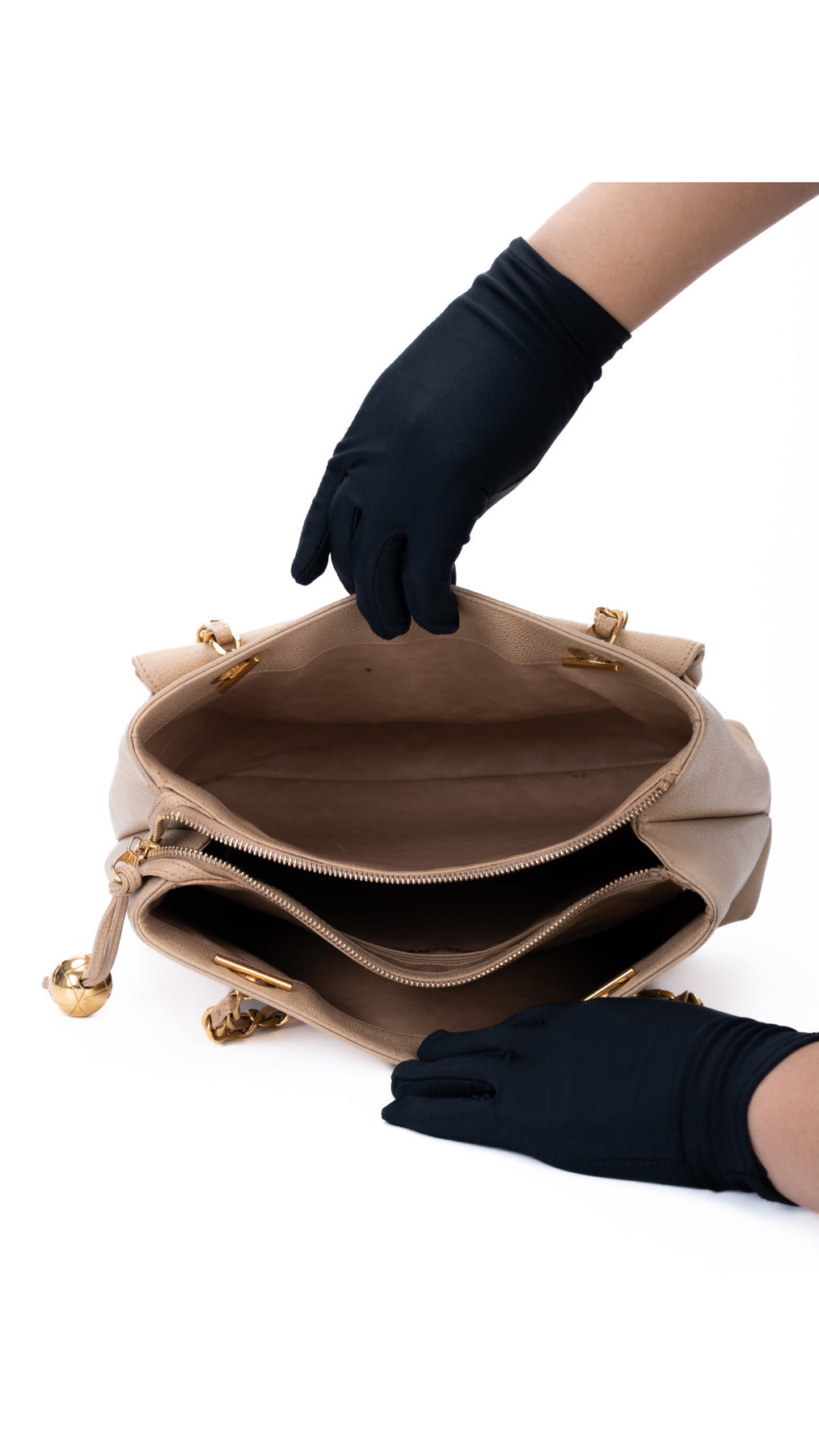Chanel Caviar Leather Tote Bag - Beige