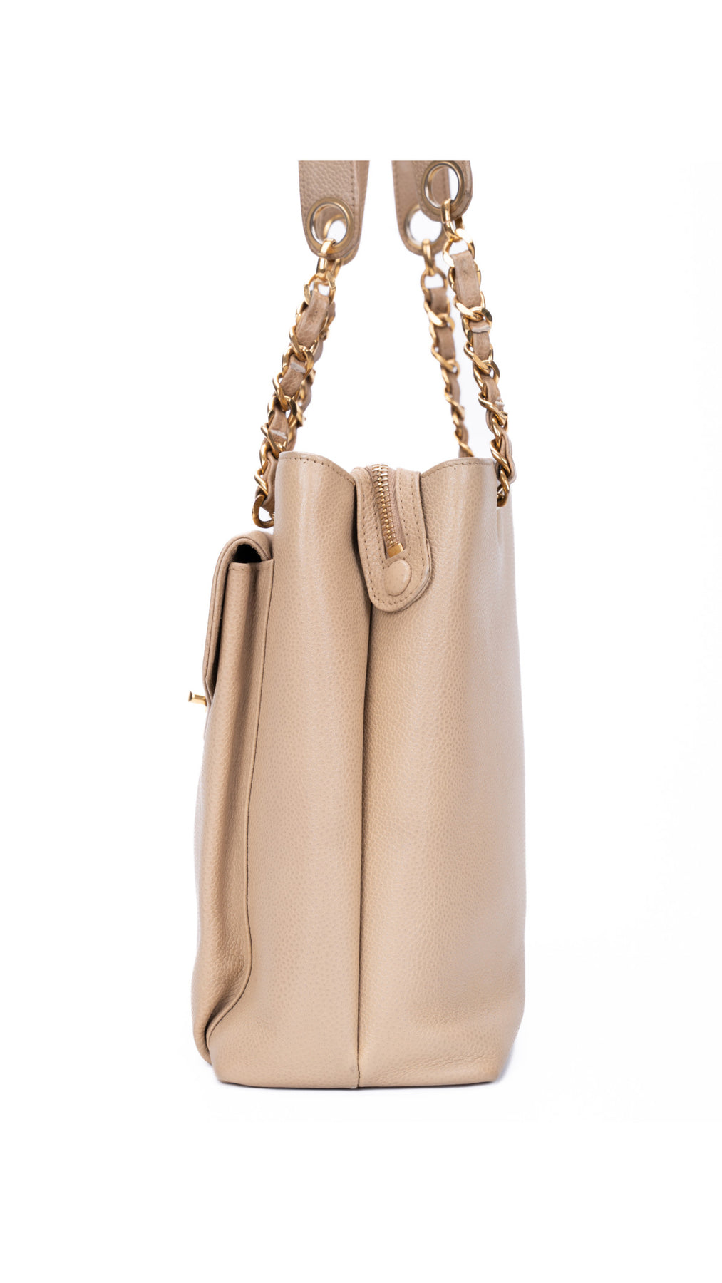 Chanel Caviar Leather Tote Bag - Beige