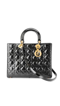 Dior Lady Dior Patent Axelväska - Svart