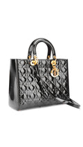 Dior Lady Dior Patent Axelväska - Svart