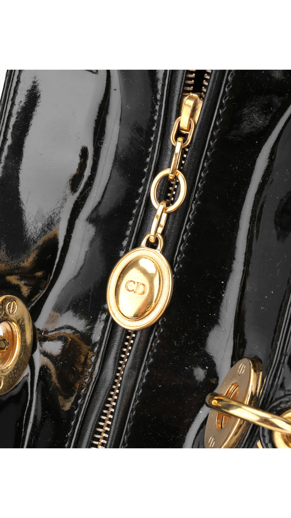 Dior Lady Dior Patent Axelväska - Svart