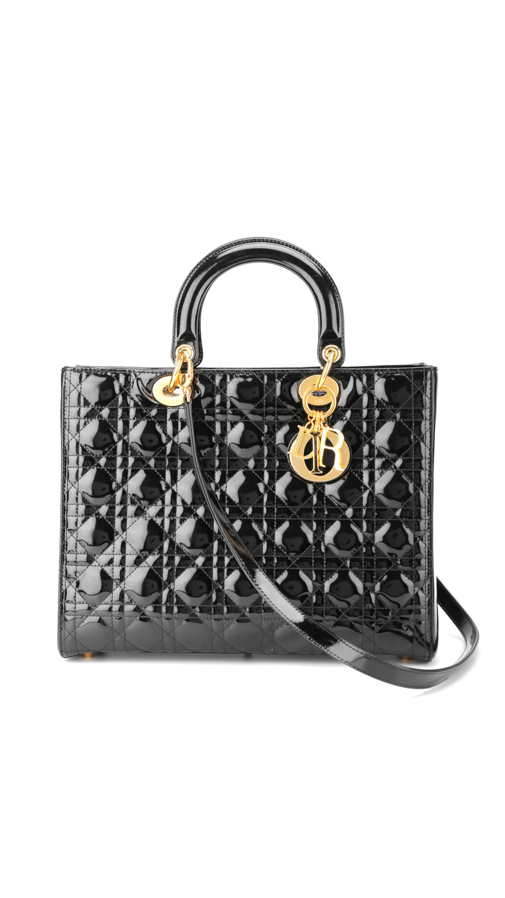 Dior Lady Dior Patent Axelväska - Svart