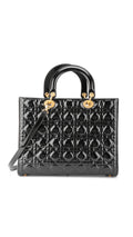 Dior Lady Dior Patent Axelväska - Svart
