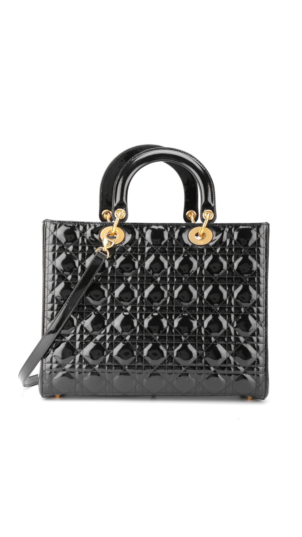 Dior Lady Dior Patent Axelväska - Svart