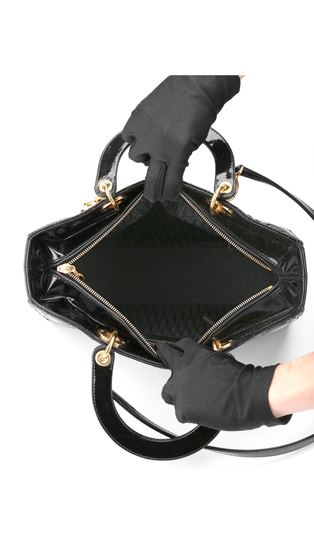 Dior Lady Dior Patent Axelväska - Svart