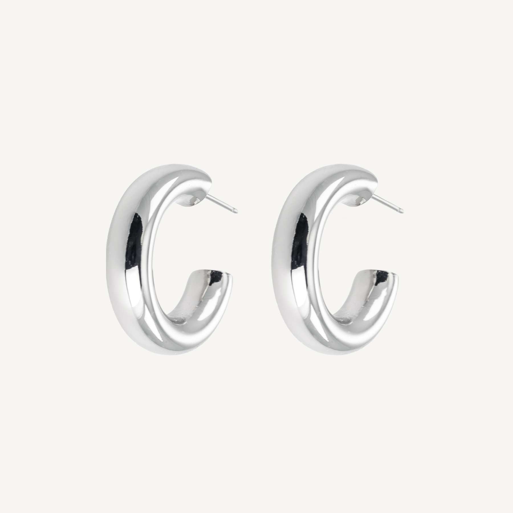Medium Chunky Hoops - Silver