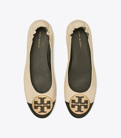 Claire Cap-Toe Ballet - New Cream / Black / Gold