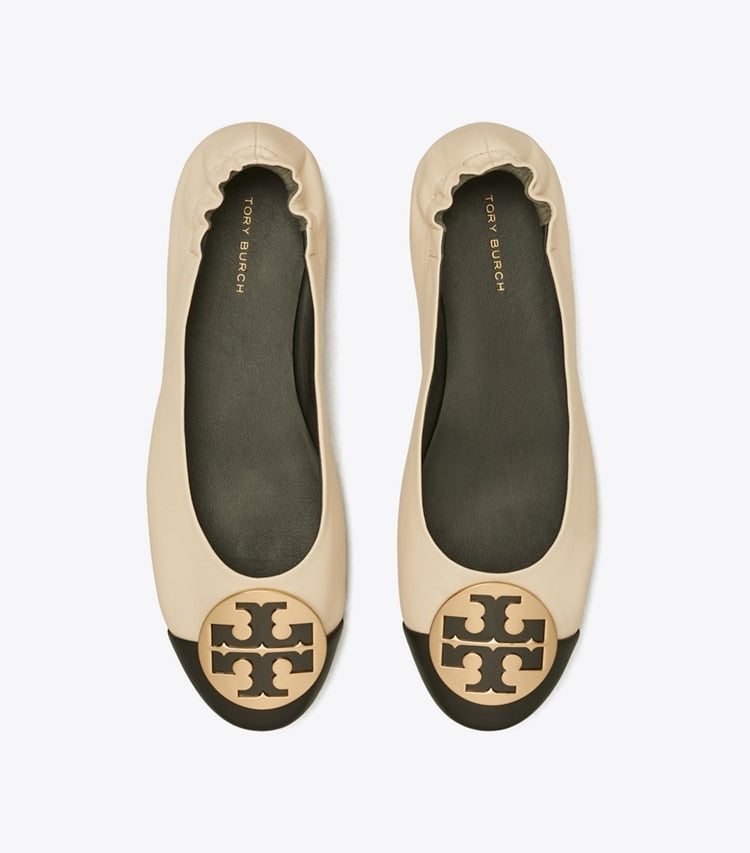 Claire Cap-Toe Ballet - New Cream / Black / Gold