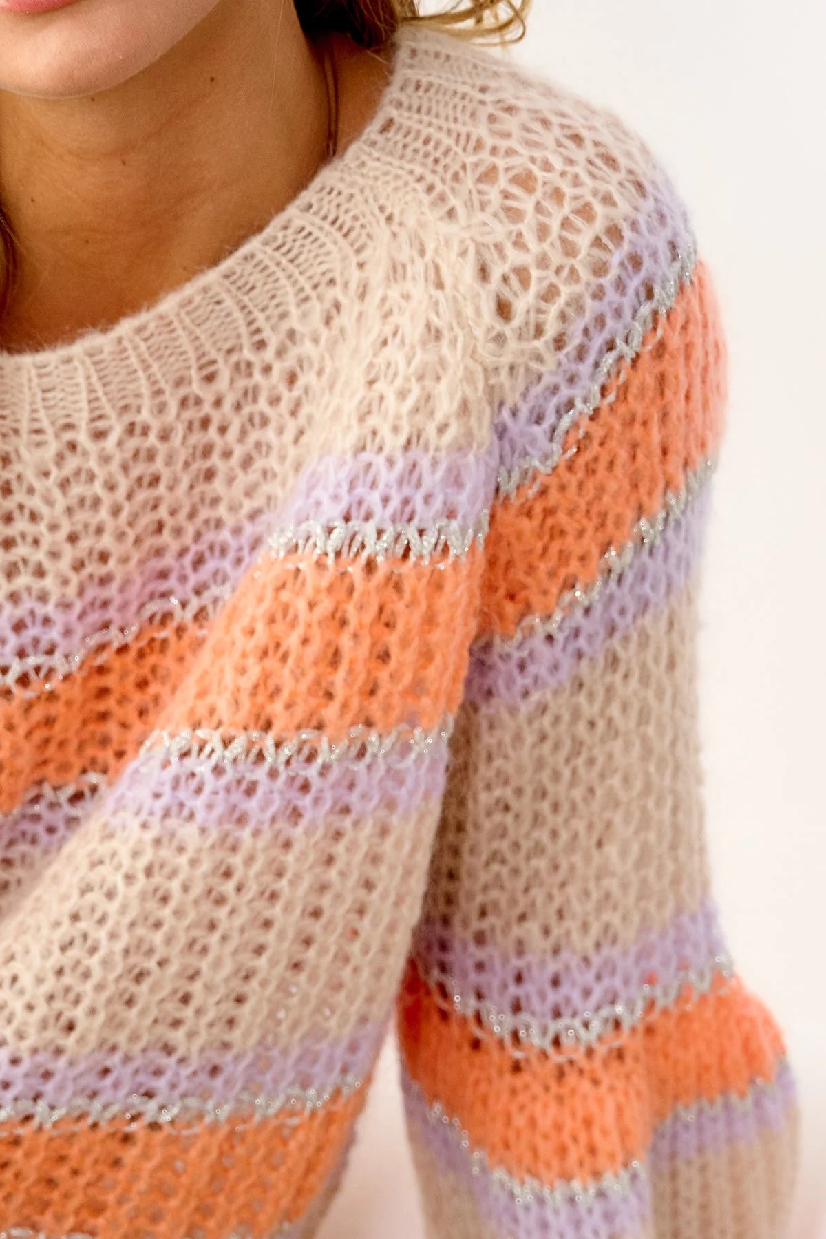 Pacific Knit Sweater - Apricot/Lavender Mix