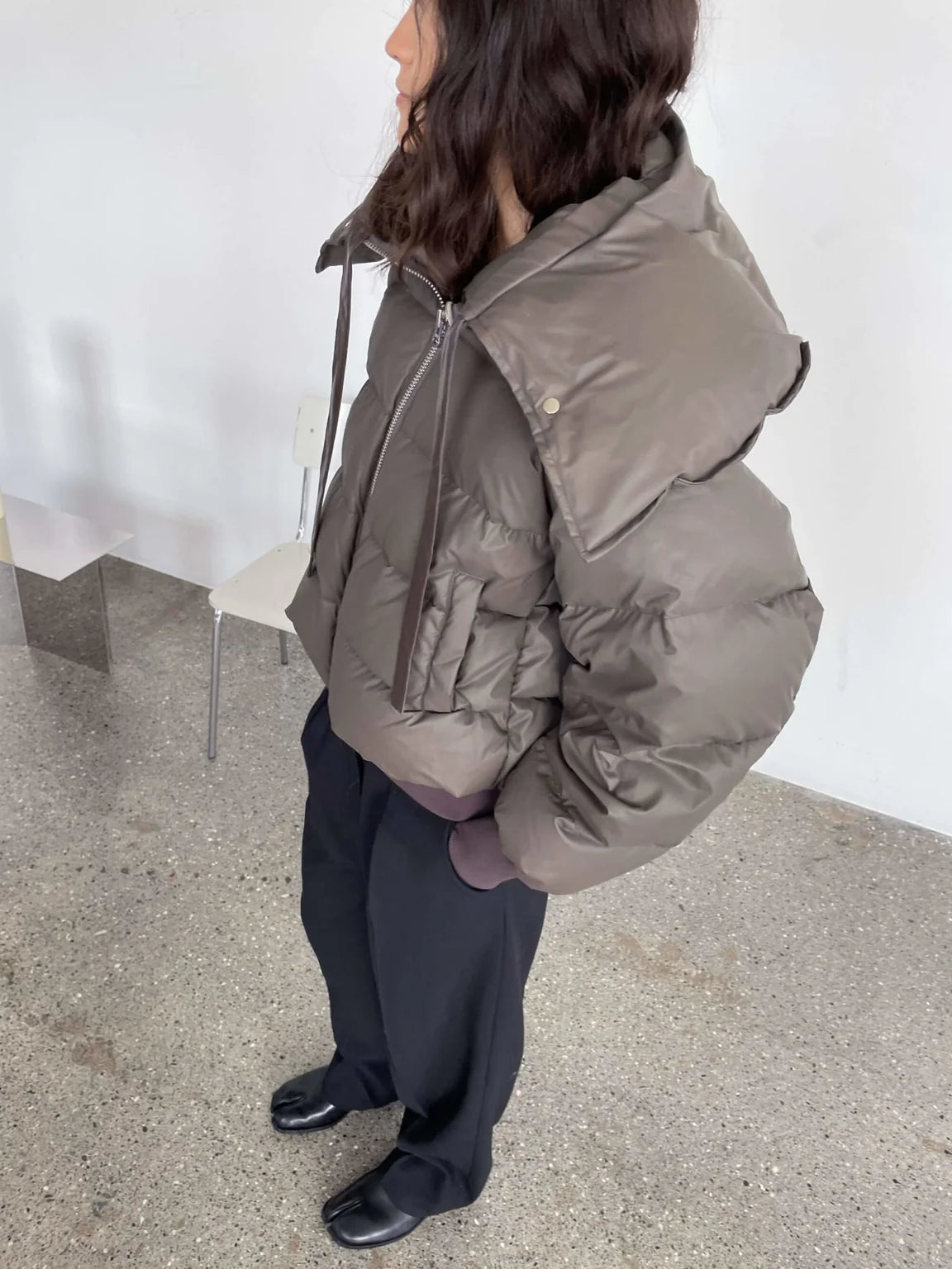 Morgan Puffer Jacket - Grå/Brun