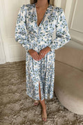 Adelic Long Dress - Blått hortensiaprint