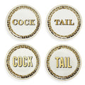 Cock/Tail Glasunderlägg - Svart/Vit/Guld