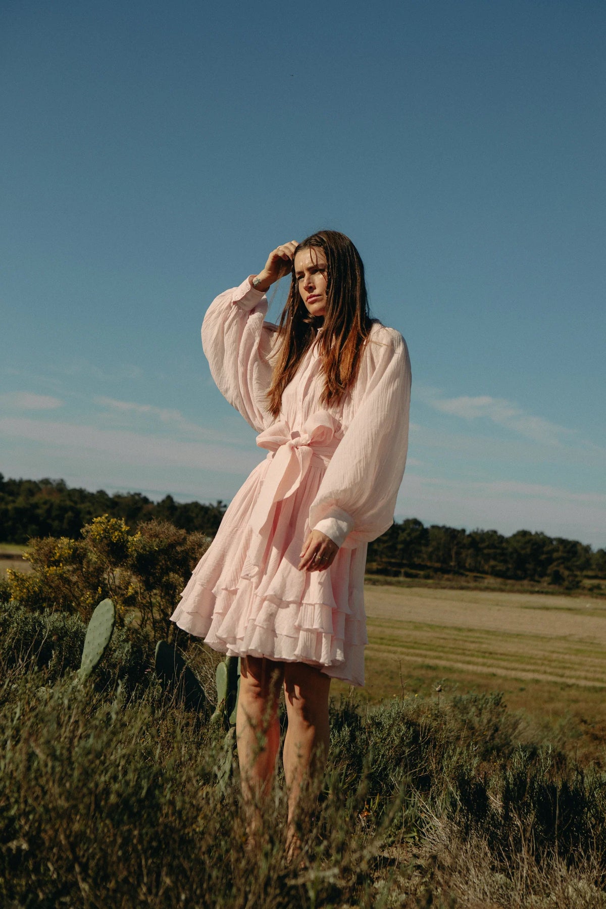 Short Ranch Frill Dress - Ljusrosa