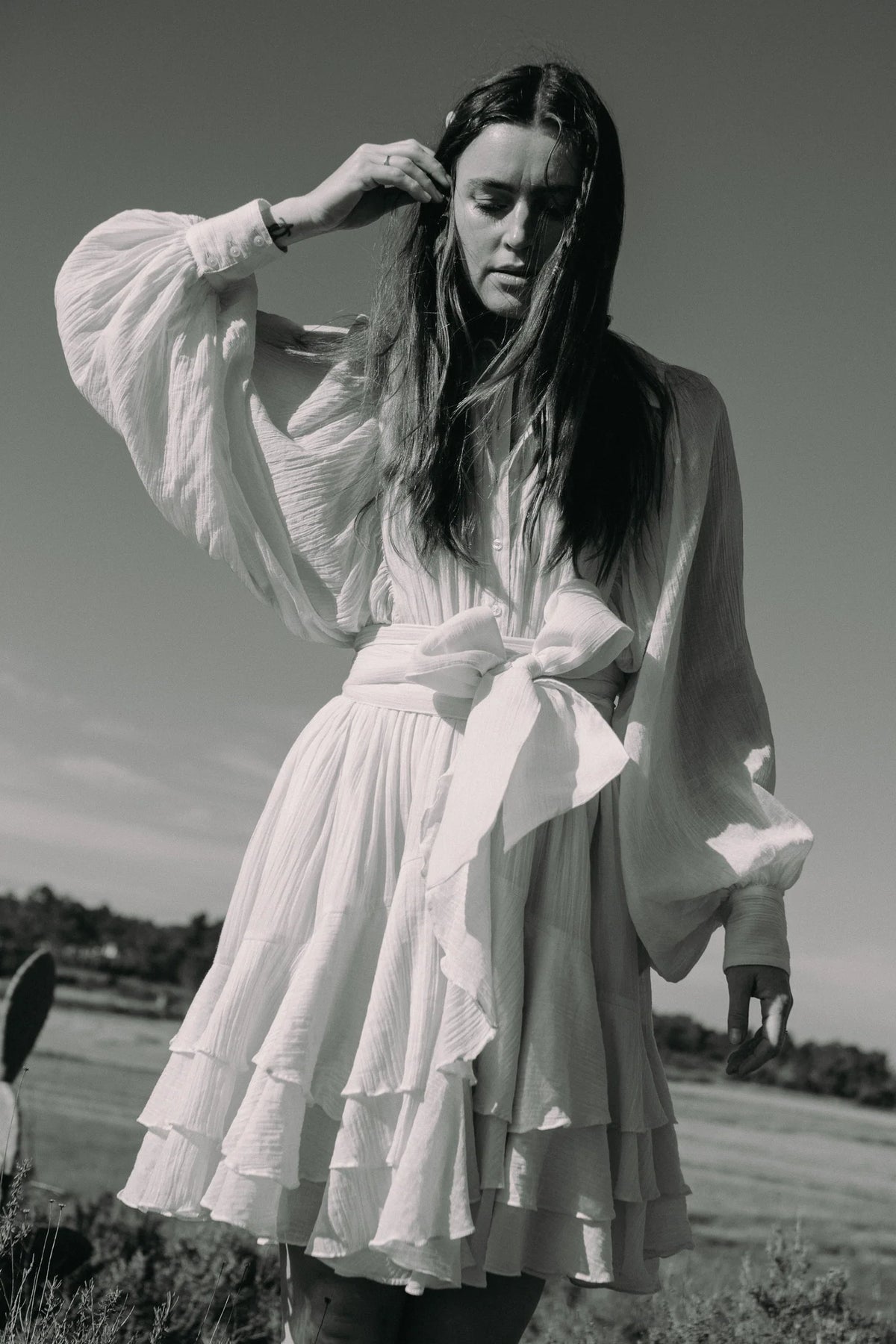 Short Ranch Frill Dress - Offwhite