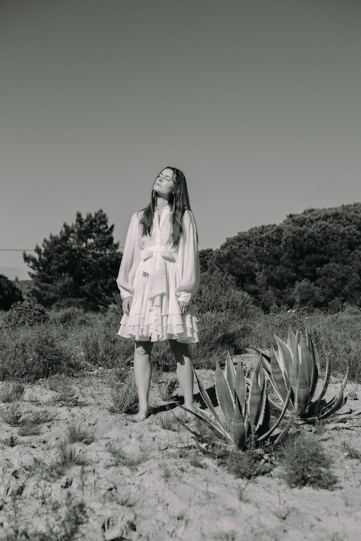 Short Ranch Frill Dress - Offwhite