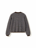 N-Mertice Knit Cardigan - Brown Blue Stripe