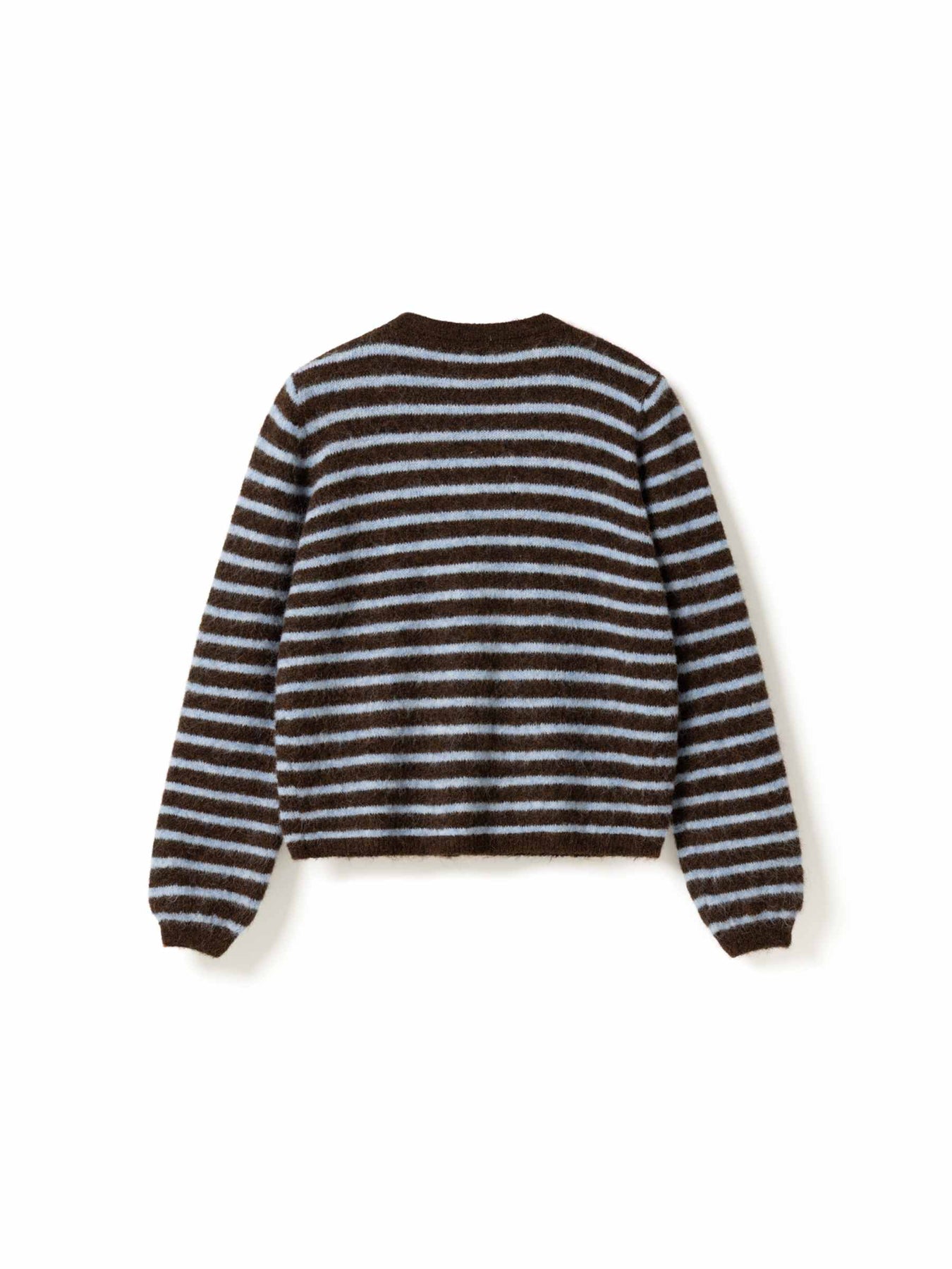 N-Mertice Knit Cardigan - Brown Blue Stripe