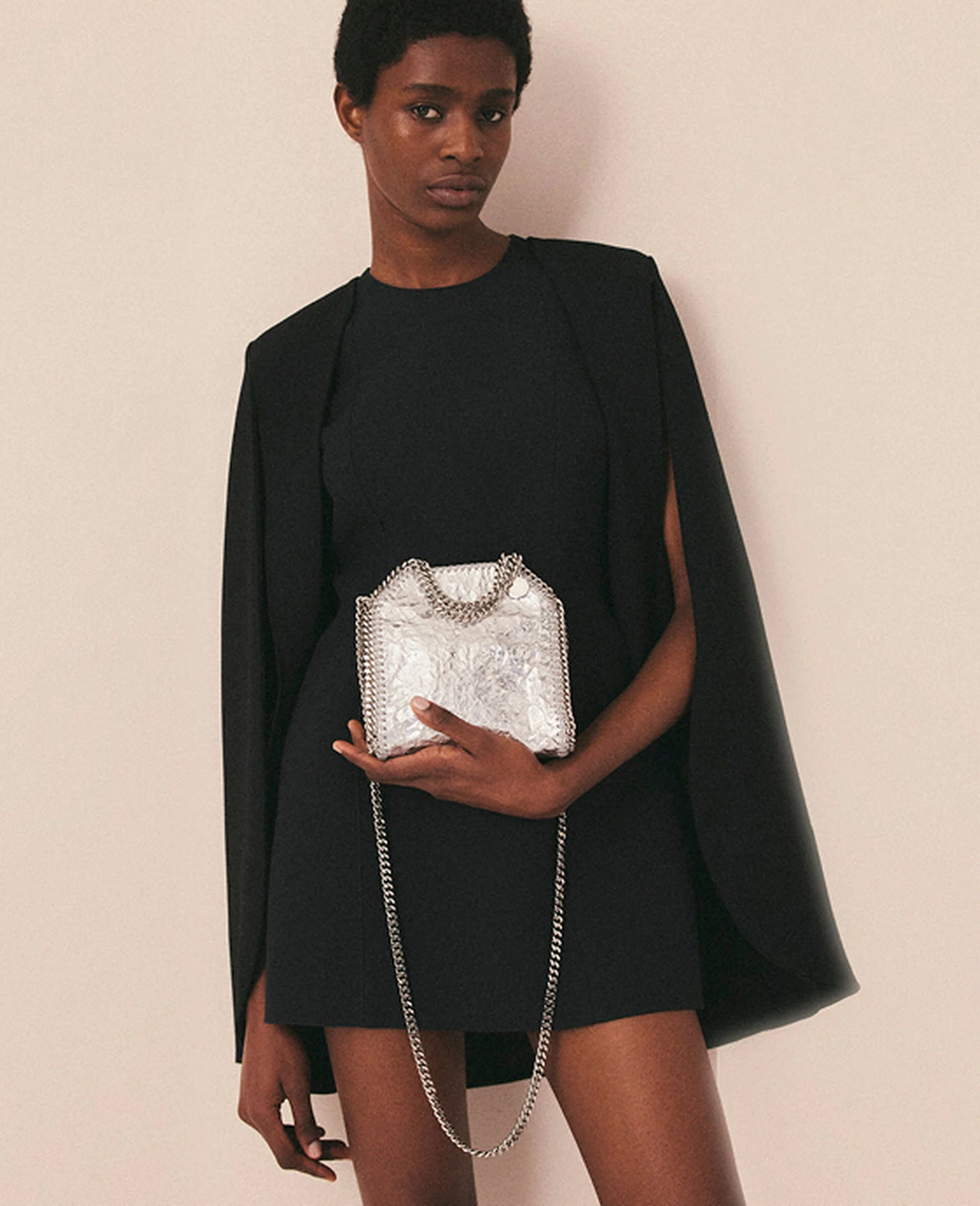 Limited Edition Cracked Metallic Falabella Tiny Tote Bag - Silver