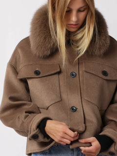 Charlie Jacket - Faux Fur - Wool Brown