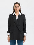 Elin Wool Blend Blazer - Black Herringbone