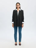 Elin Wool Blend Blazer - Black Herringbone