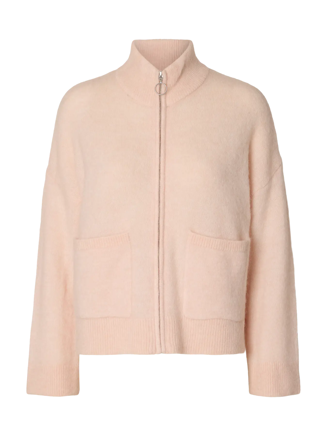 Sia Ras Ls Knit Zipper Cardigan - Pale Dogwood Melange