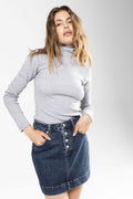 Petra Rib Turtleneck - Ljusgrå Melange