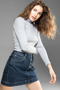 Petra Rib Turtleneck - Ljusgrå Melange
