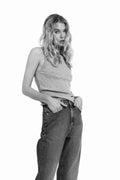 Pia Rib Singlet - Light Grey Melange