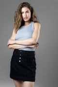 Pia Rib Singlet - Light Grey Melange