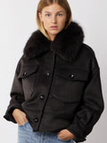 Charlie Jacket - Faux Fur - Wool Black