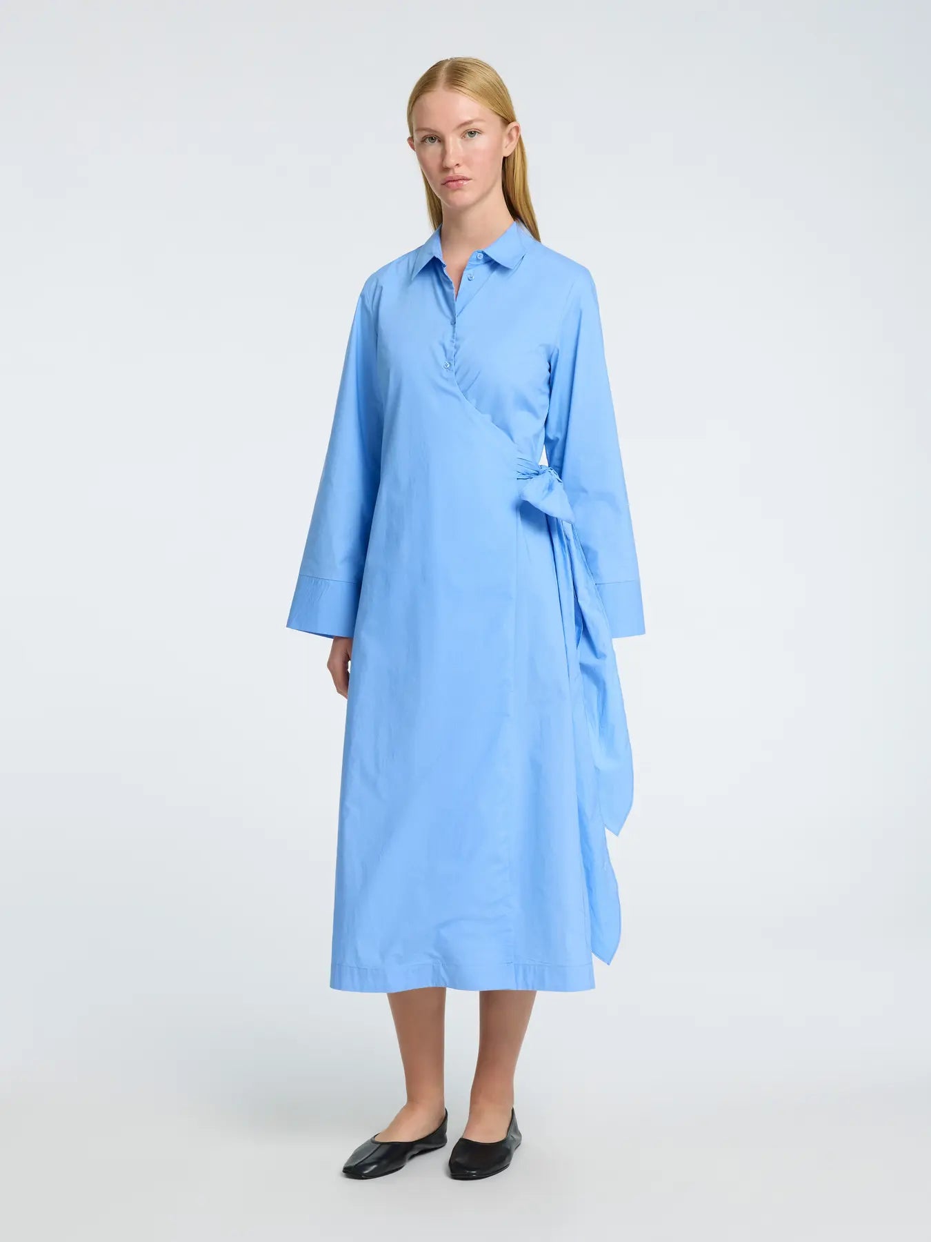 Aviana Ls Midi Wrap Dress B - Cornflower Blue
