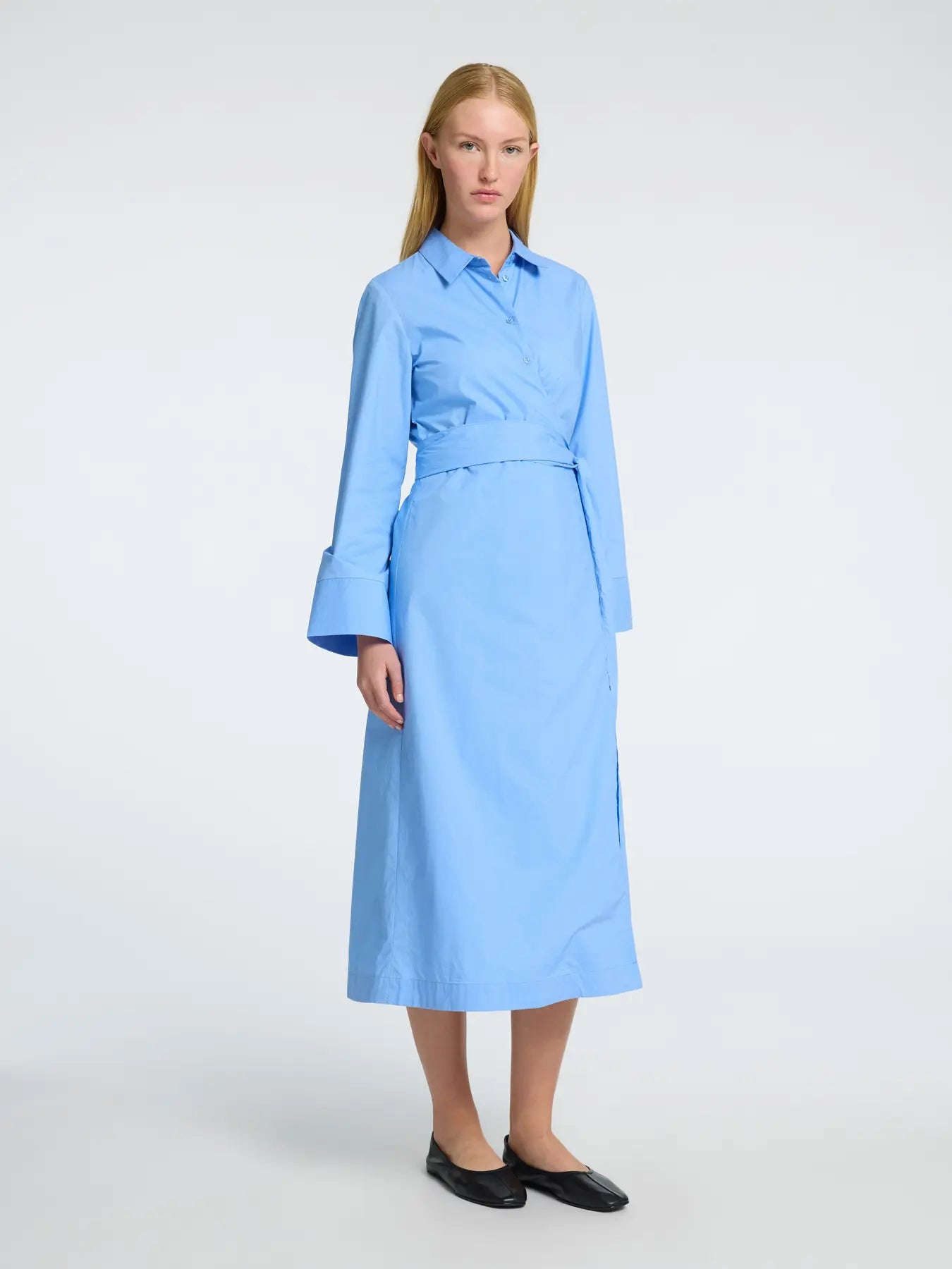 Aviana Ls Midi Wrap Dress B - Cornflower Blue
