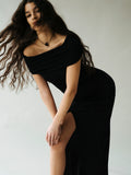 Off-Shoulder-klänning - Svart