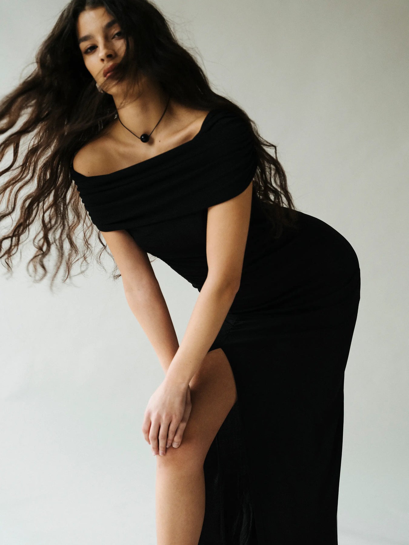 Off-Shoulder-klänning - Svart