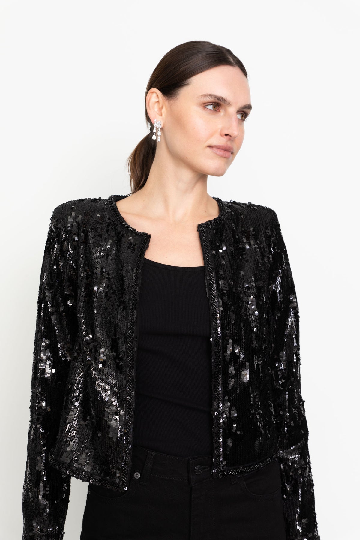 Vela Sequin Jacket - Black