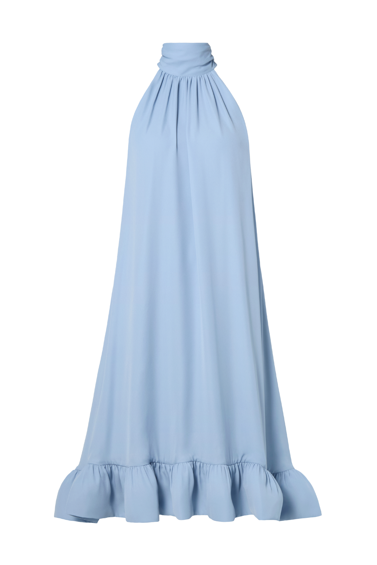 Sabrina Halterneck Ruffled Midi Dress - Sky