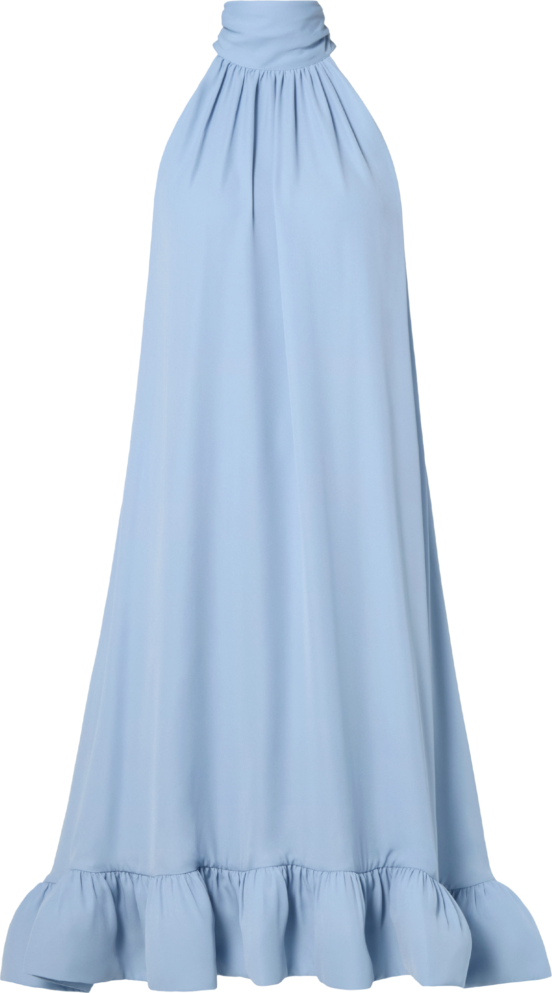 Sabrina Halterneck Ruffled Midi Dress - Sky