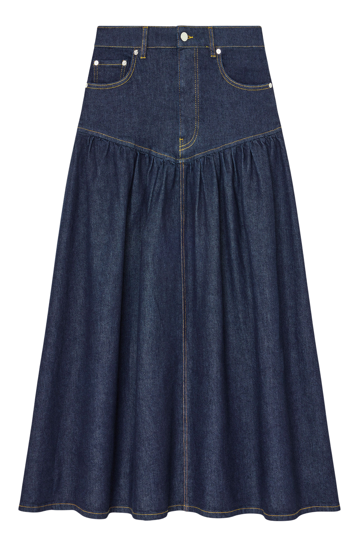 Stretch Denim Long Skirt - Rinse