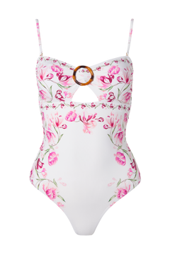 Mandy Bamboo-Ring Bandeau Swimsuit - Tulip Pink