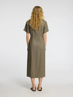Natuk Ss Buttoned Ankle Dress B - Vetiver