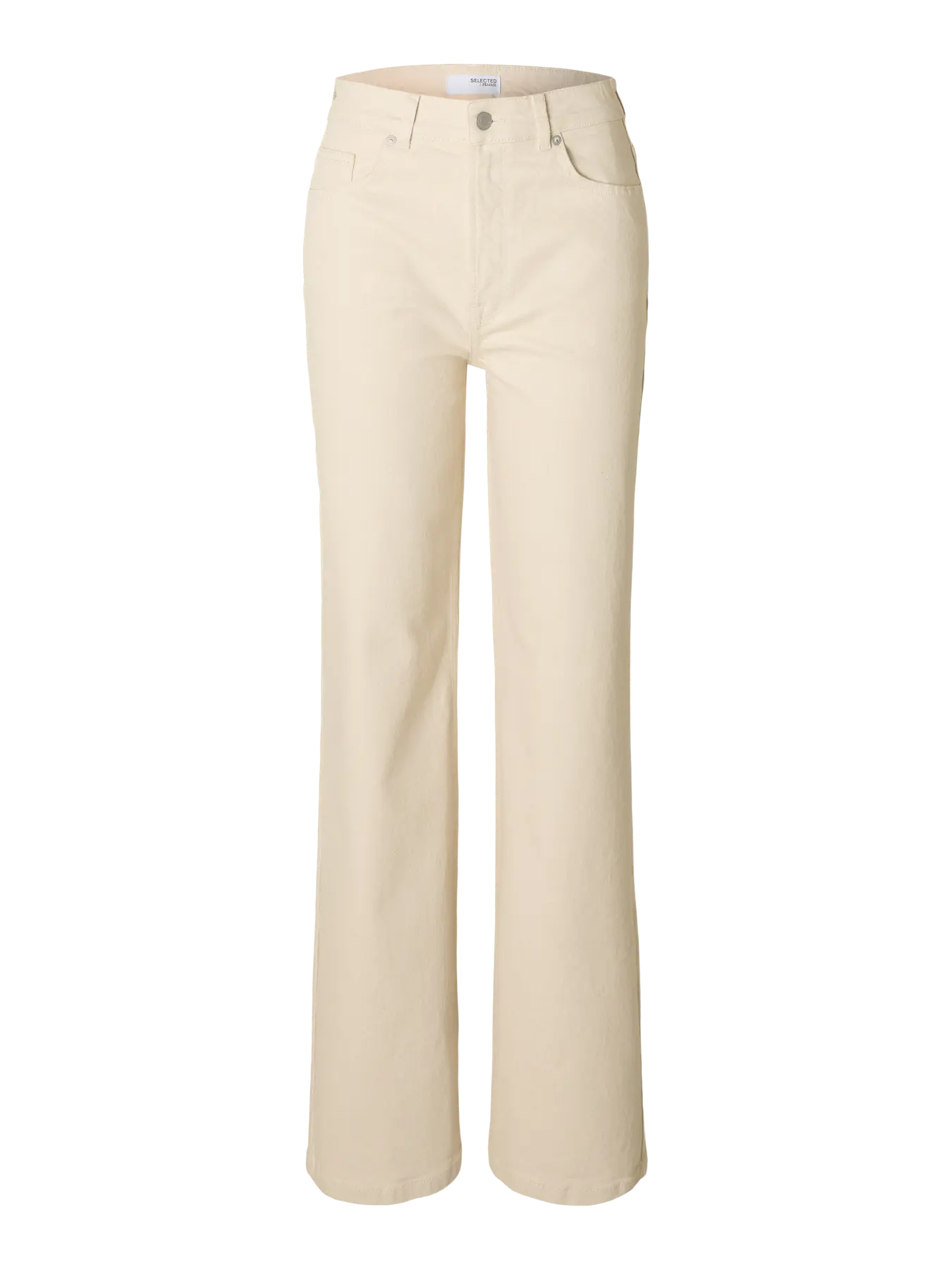 Selected Femme Alice HW Wide Long Ecru Jeans - Ecru