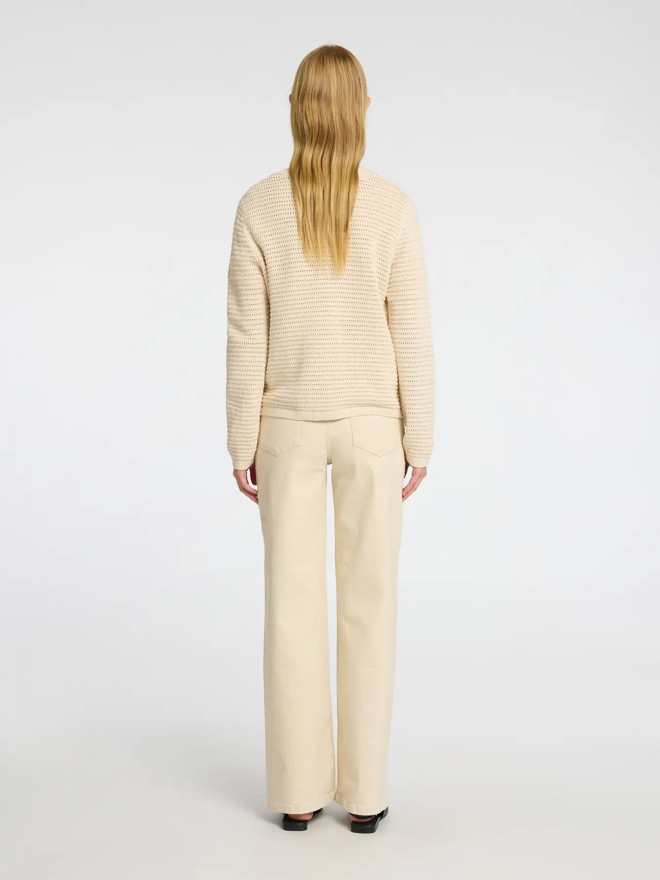 Selected Femme Alice HW Wide Long Ecru Jeans - Ecru