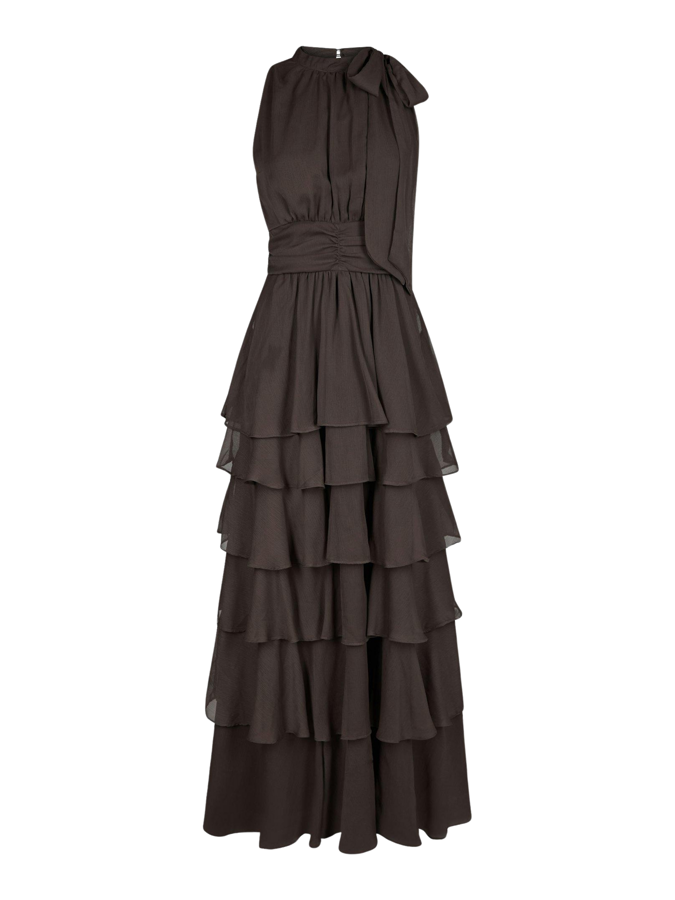 Marli Solid Chiffon Dress - Dusty Brown