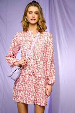 Florentina Ruffle Dress - Pink Flower