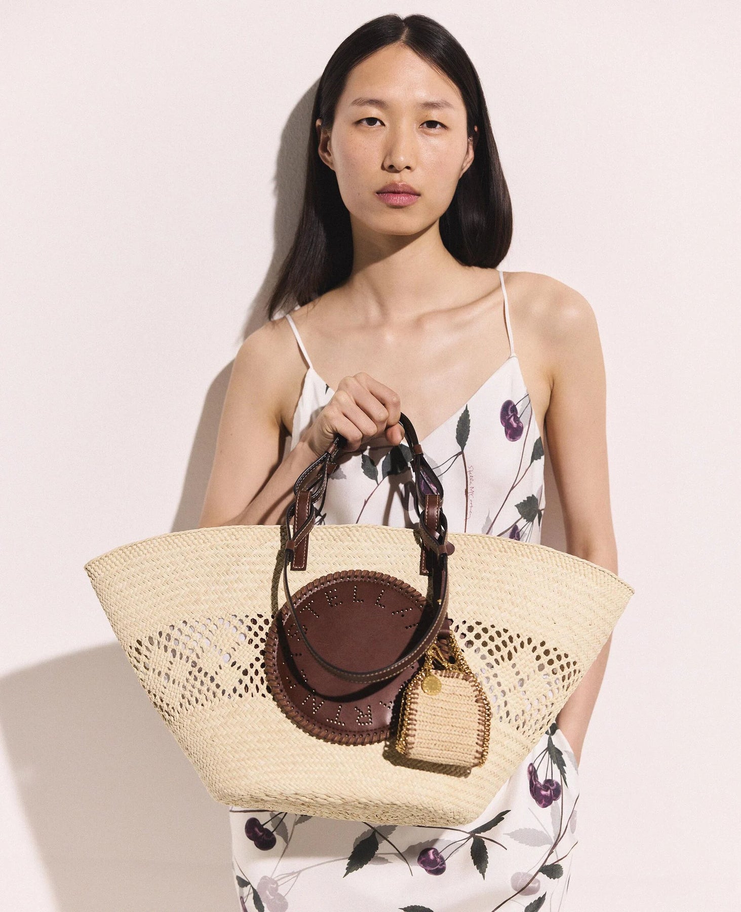 Logo Raffia Crochet Large Tote Bag - Natural/Tan