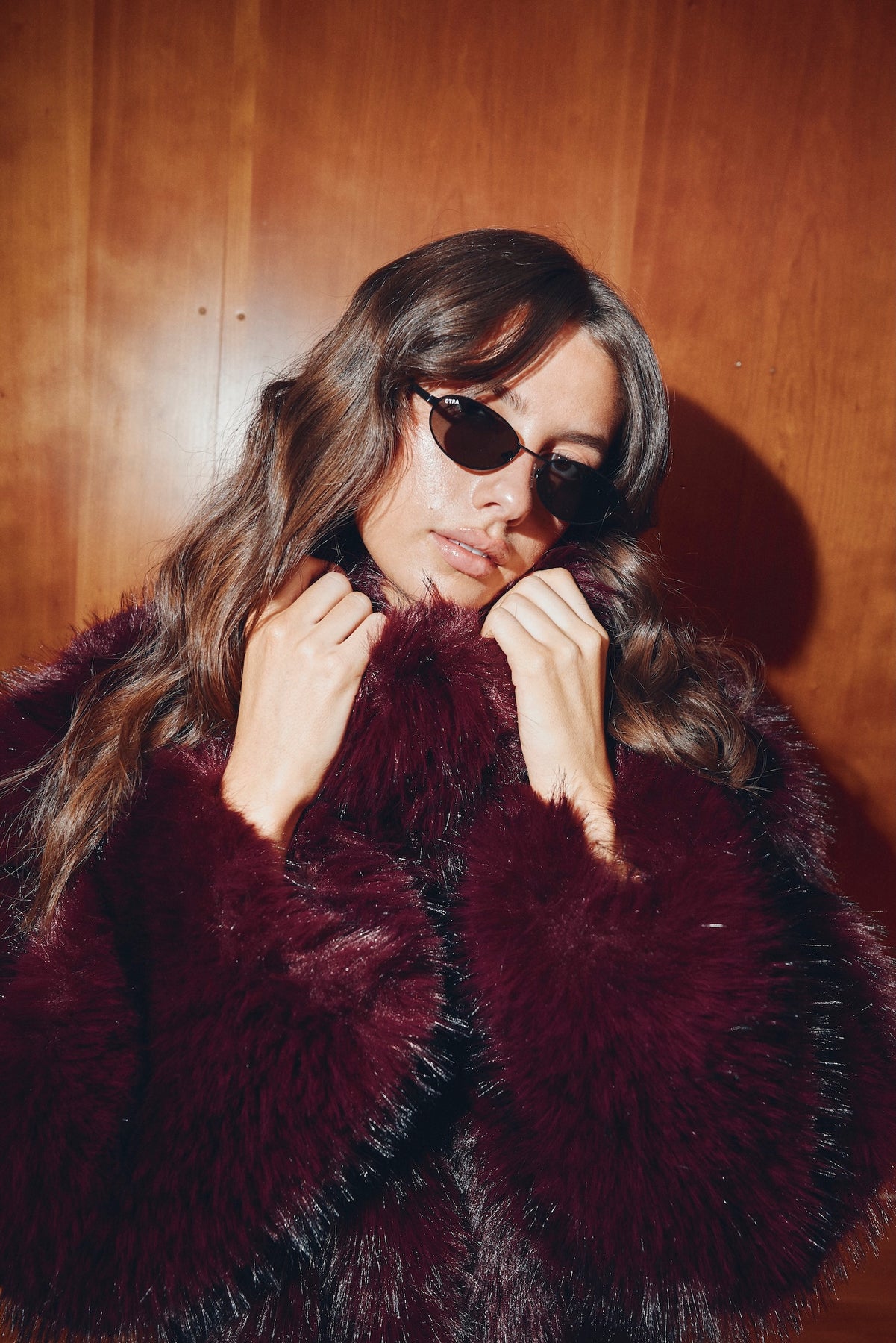 Faux Fur Crop Jacket - Zinfandel